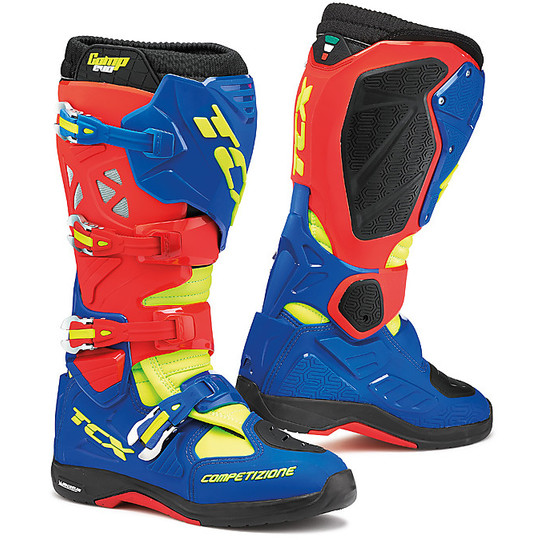 Boots Moto Cross Off-Road Tcx Comp Ages Michelin Red Blue Yellow Fluo