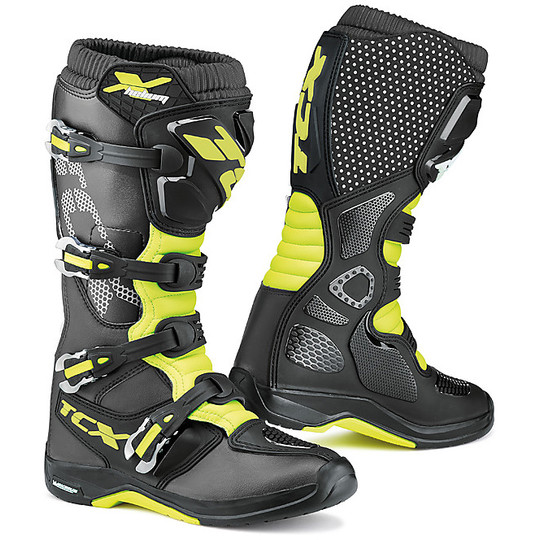 Boots Moto Cross Off-Road X Helium Tcx Michelin Black Fluorescent Yellow