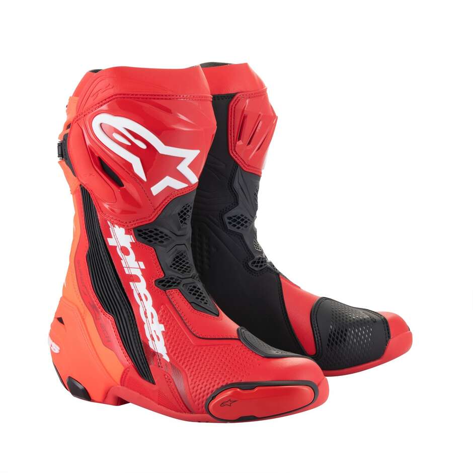 Bottes de course moto Alpinestars SUPERTECH R Rouge Fluo Rouge
