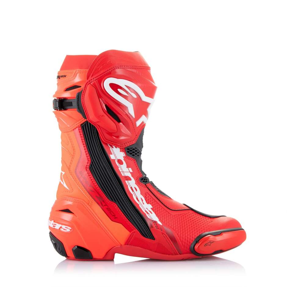 Bottes de course moto Alpinestars SUPERTECH R Rouge Fluo Rouge