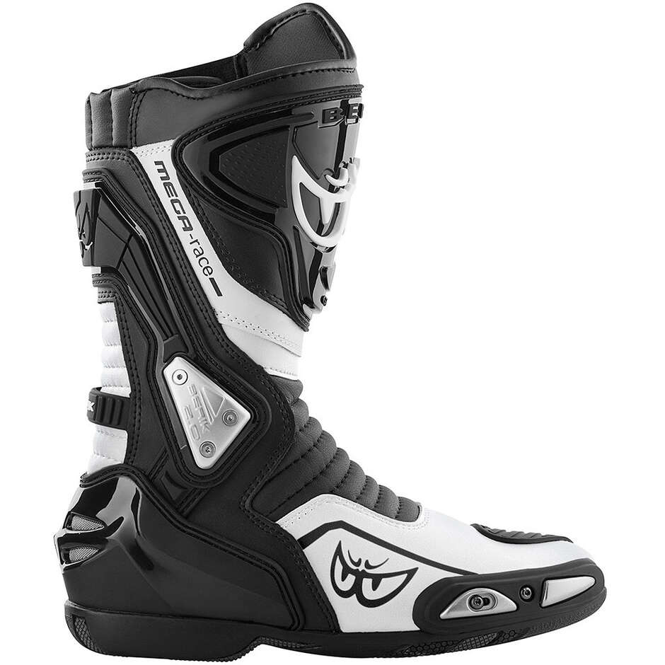 Bottes de moto de course Berik Donington 1563-BK noir et blanc