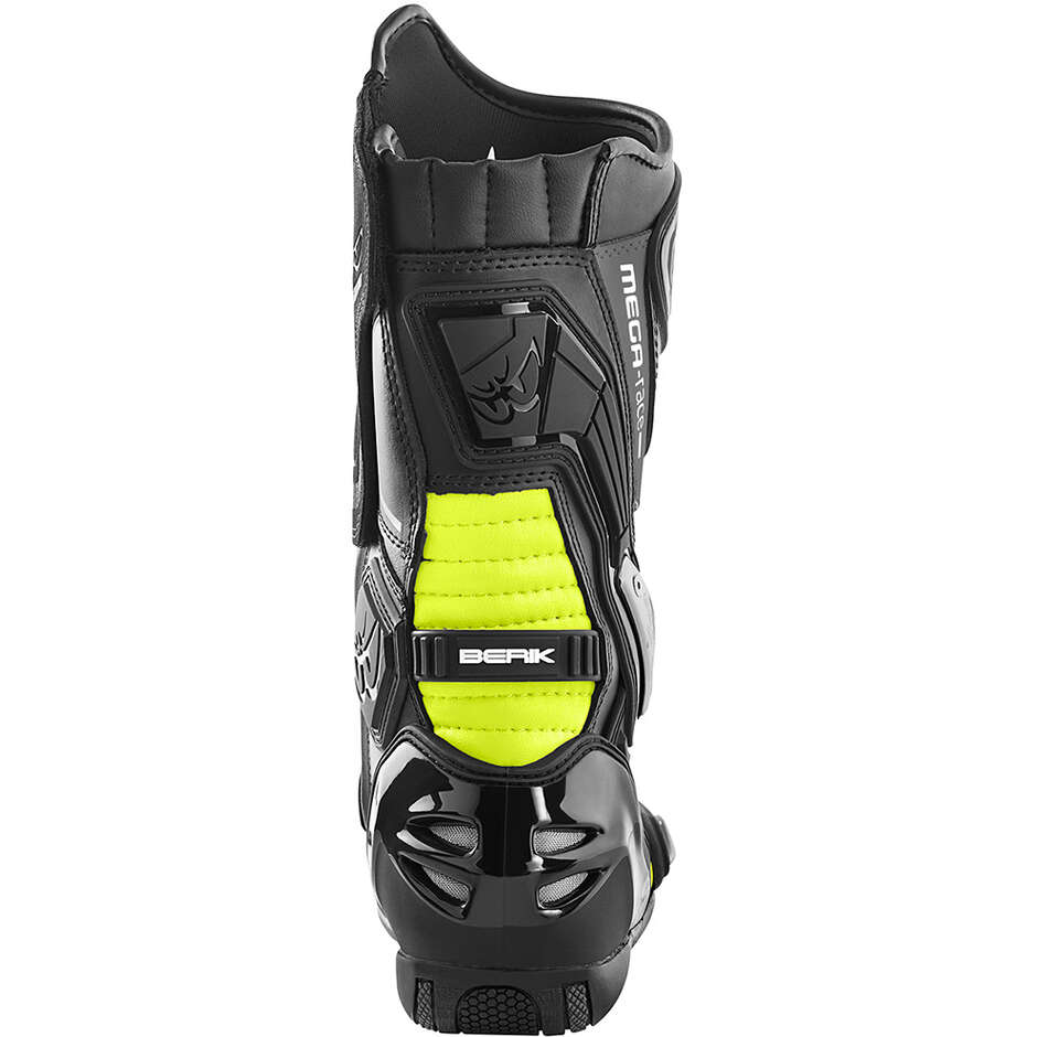 Bottes de moto de course Berik Donington 1563-BK Noir Jaune Fluo