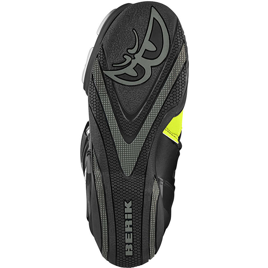 Bottes de moto de course Berik Donington 1563-BK Noir Jaune Fluo