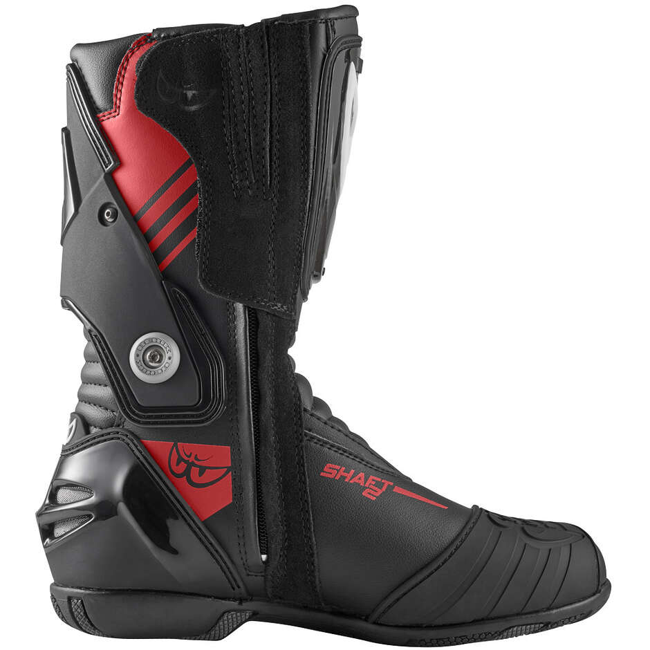Bottes de moto de course Berik SHAFT 3.0 1448-BK Noir Rouge Fluo
