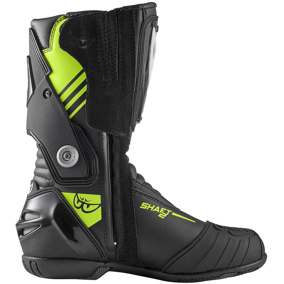 Bottes de moto de course Berik SHAFT 3.0 1448-BK noires et jaunes fluo
