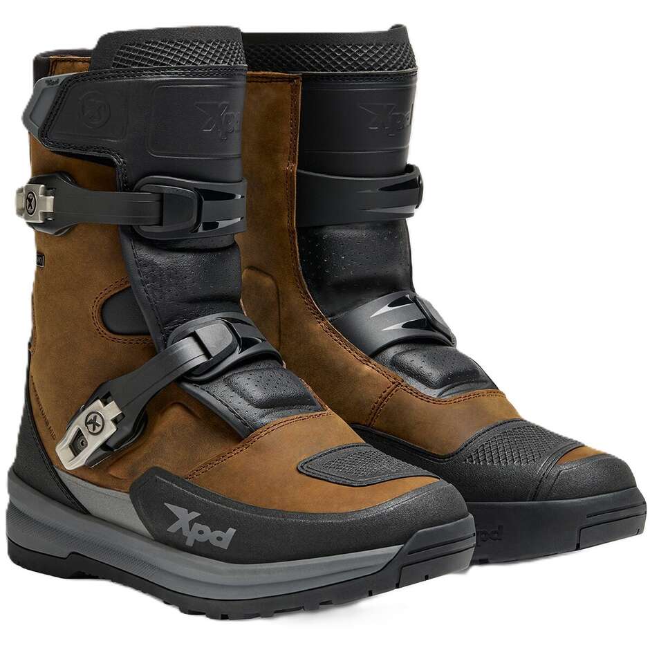 Bottes de moto marron Xpd X-ADVENTURE MID H2OUT
