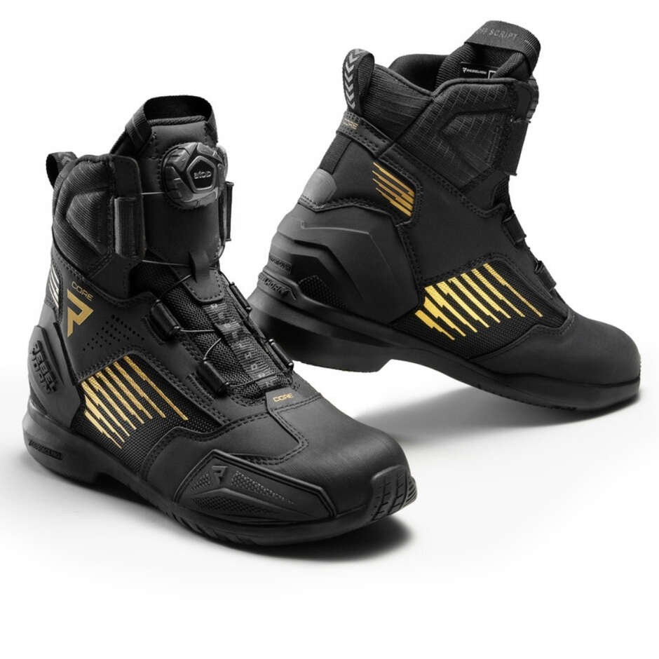 Bottes de moto Rebelhorn CORE noires et or