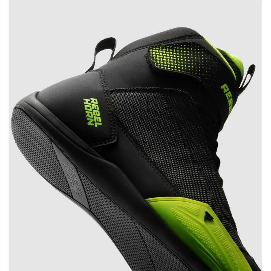 Bottes de moto Rebelhorn SWIFT noires et jaune fluo