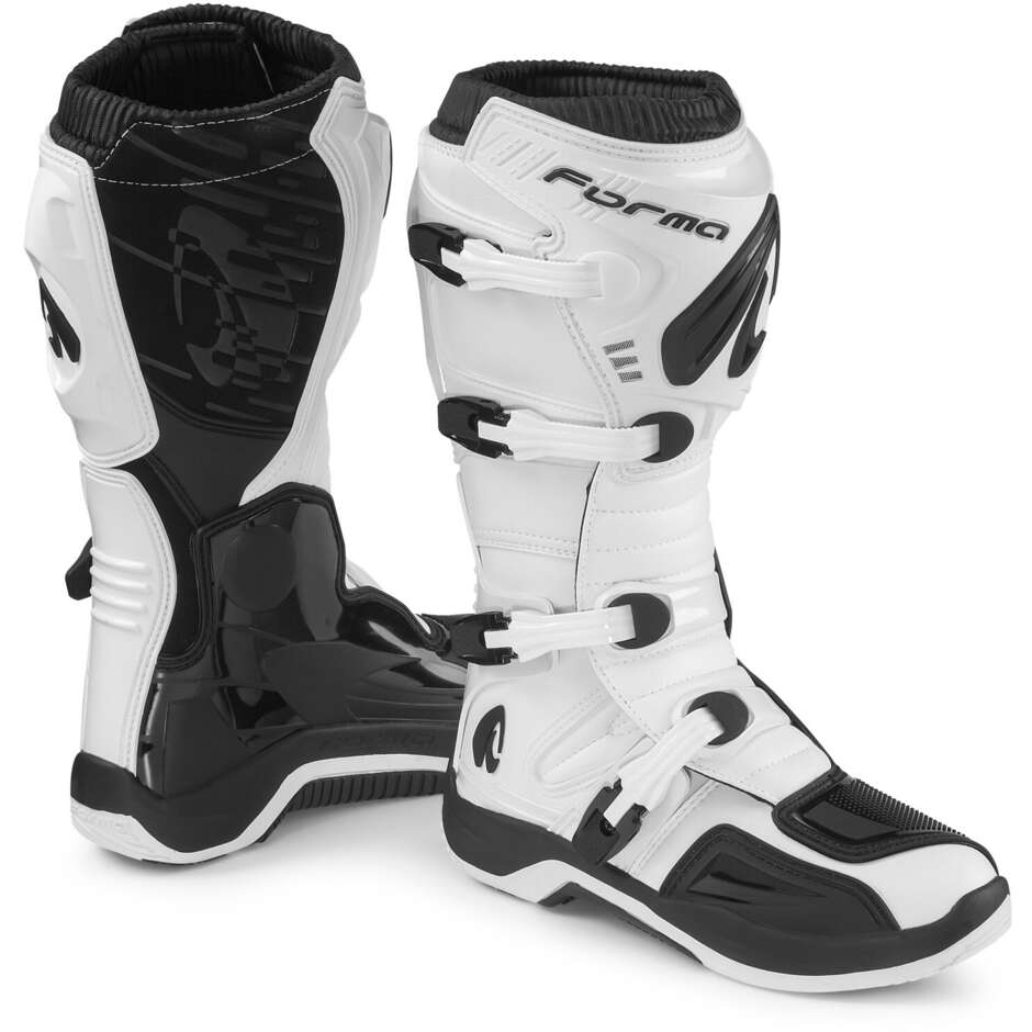 Bottes de moto trial MX Forma TRACTION blanches et noires