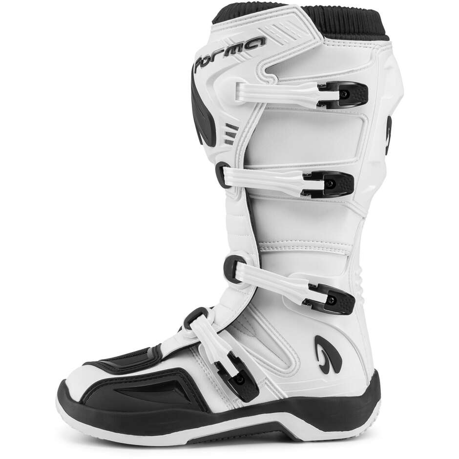 Bottes de moto trial MX Forma TRACTION blanches et noires
