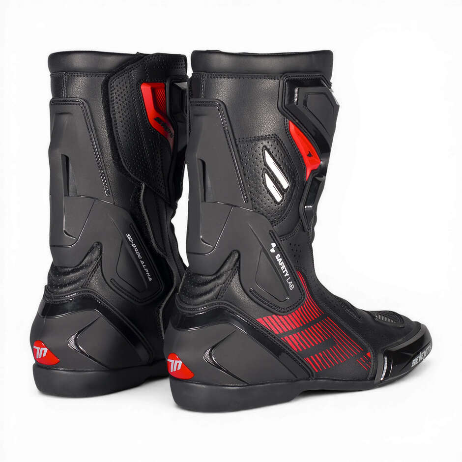 Bottes de moto unisexes Seventy Degrees SD-BR26 ALPHA noires et rouges