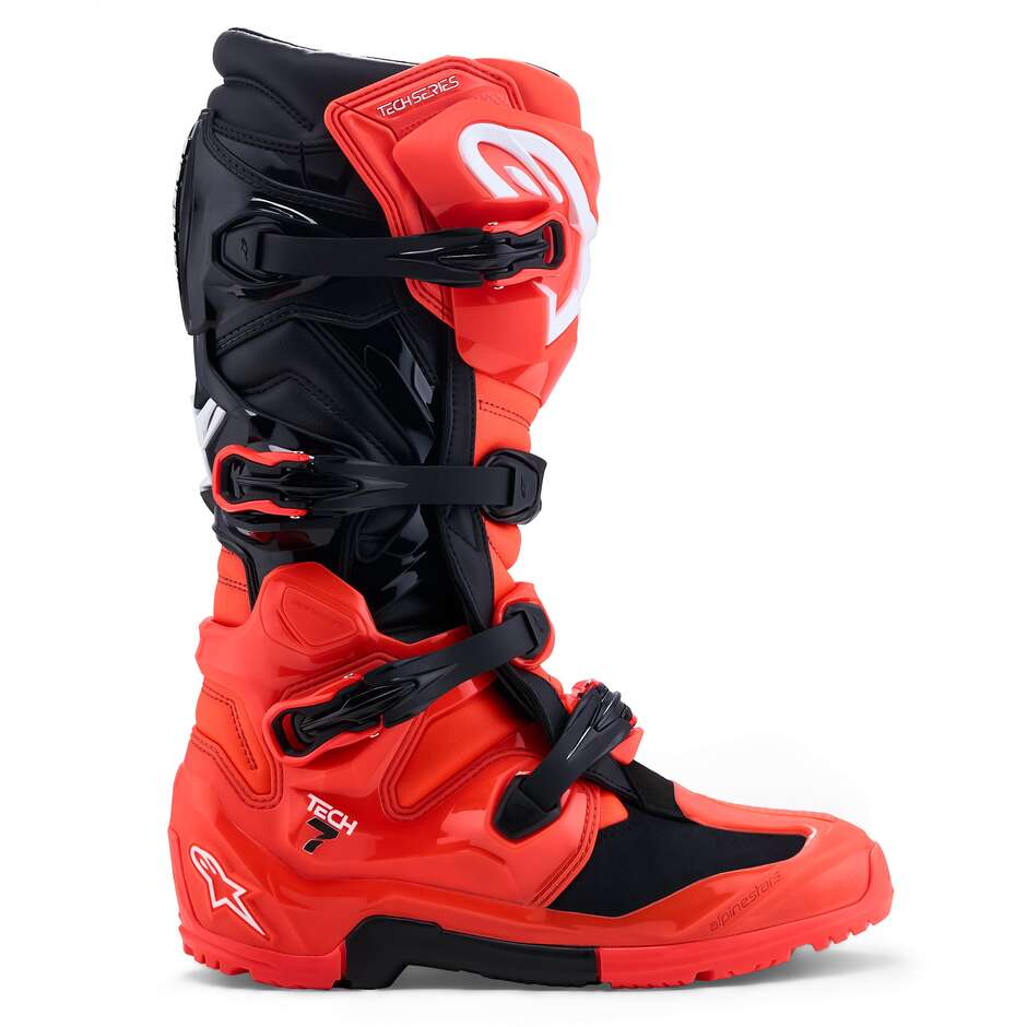 Bottes de motocross Alpinestars TECH 7 ENDURO Enduro Rouge fluorescent Noir