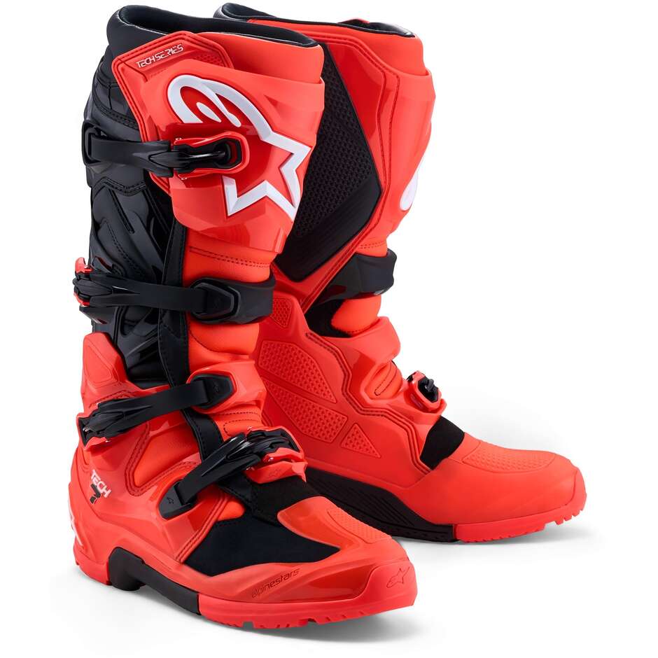 Bottes de motocross Alpinestars TECH 7 ENDURO Enduro Rouge fluorescent Noir