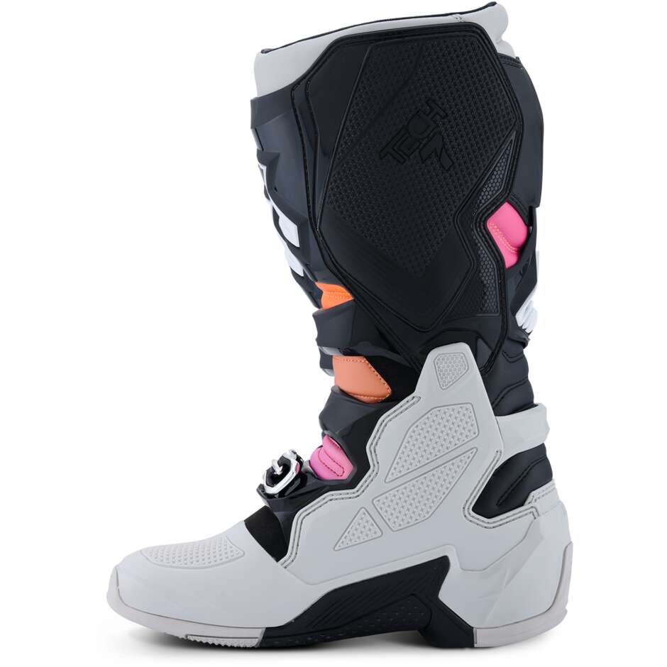 Bottes de motocross enduro Alpinestars TECH 7 Noir Gris clair Orange fluo Magenta