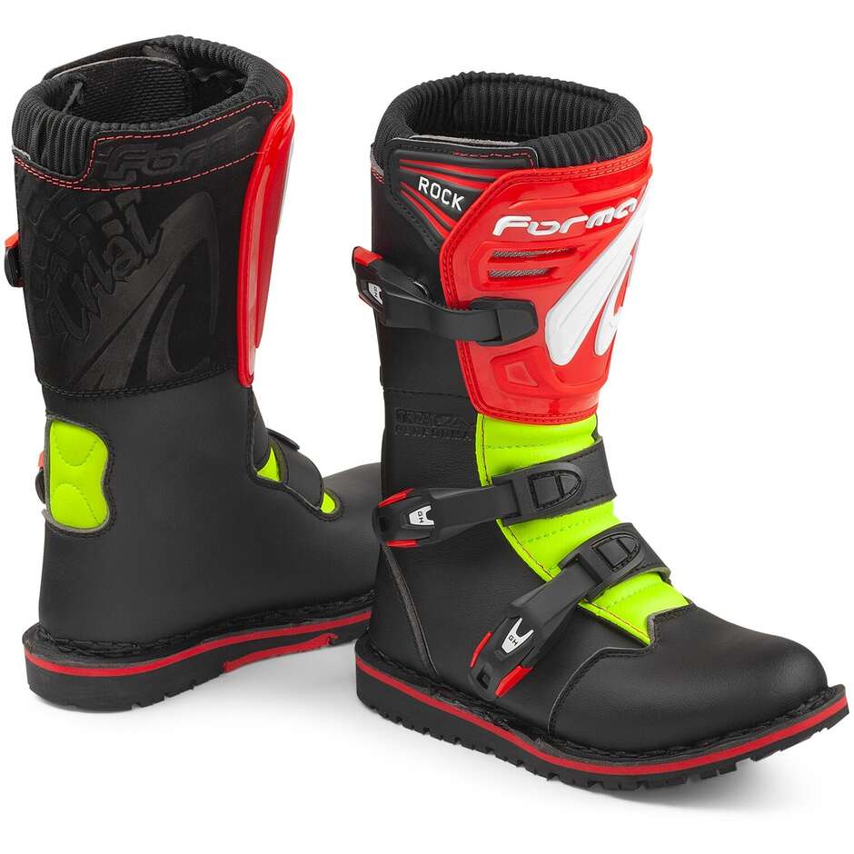 Bottes Enfant Trial Forma ROCK Noir Rouge Jaune