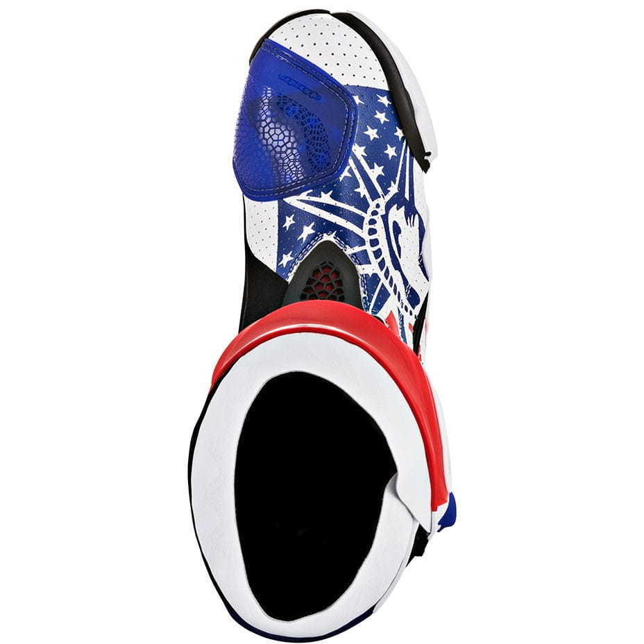 Bottes Moto Alpinestars Racing SUPERTECH R Limited Edition Marc Marquez Republic Blanc Rouge Bleu Vented