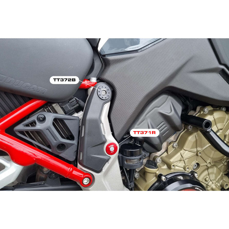 Bouchons de cadre Ducati Multistrada V4 - Trous obliques CNC Racing TT372 Rouge