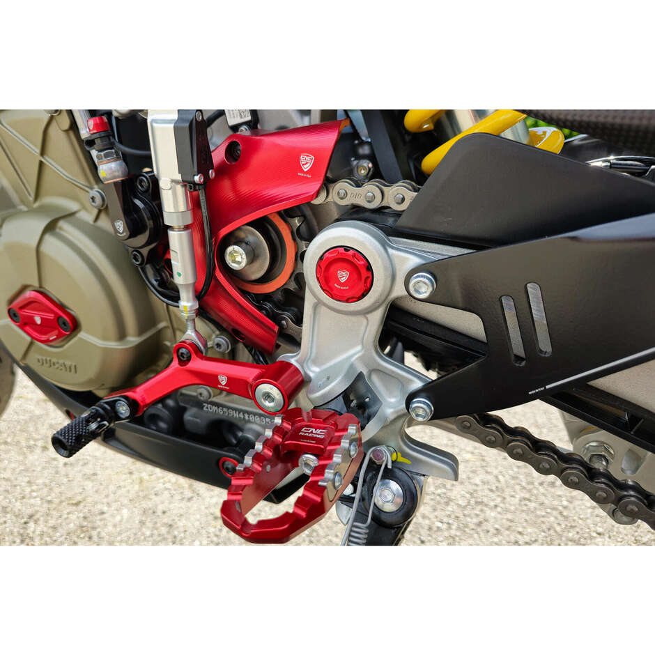 Bouchons à vis centraux de repose-pieds rouges d'origine Ducati CNC Racing PEV07