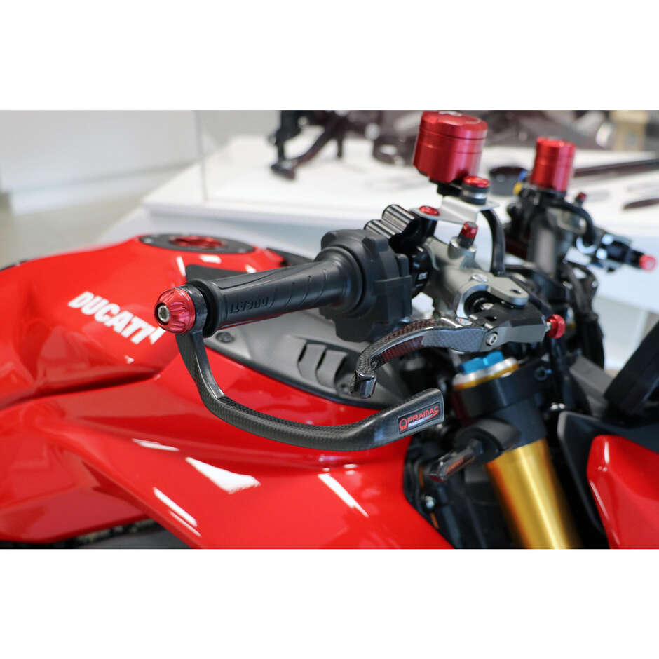 Brake-Guard Carbon Race PL150 - Glossy carbon front brake lever guard - Pramac Racing Limited Edition CNC Racing Red