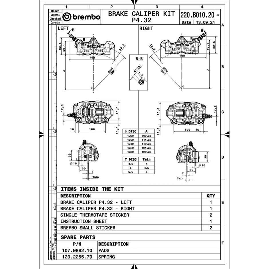 Brembo Racing GP4-RX 100mm Radial CNC Vorderrad-Motorradbremssattel-Kit 220B01020