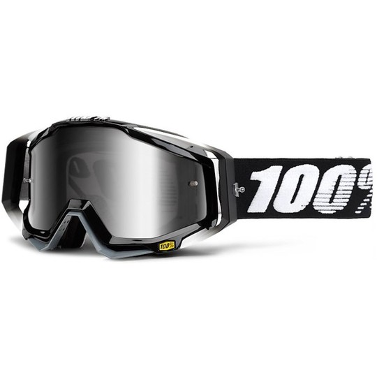Brille Moto Cross Enduro 100% Racecraft Abyss-Schwarz-Silber-Spiegel-Objektiv Clear Lens Mehr