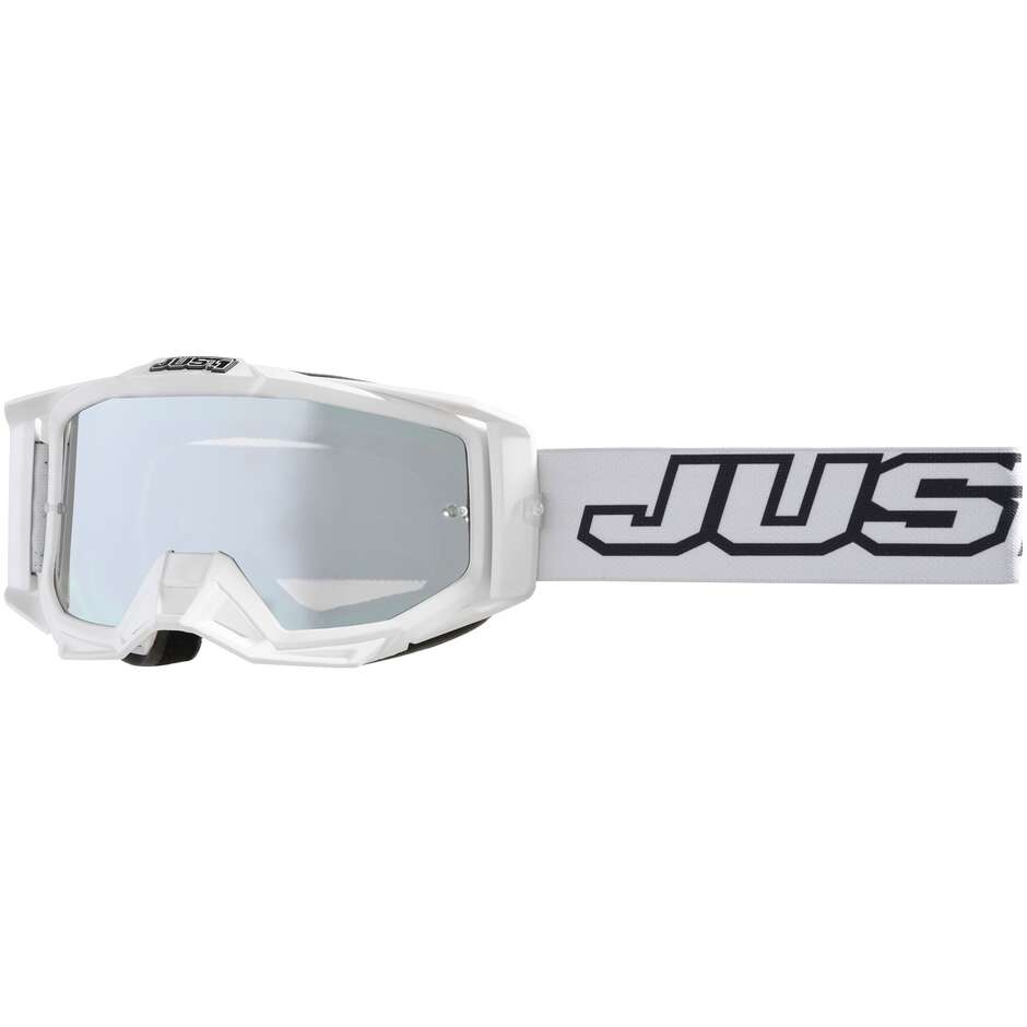 Brille Moto Cross Enduro Just1 Iris 2.0 Solid White Clear Lens