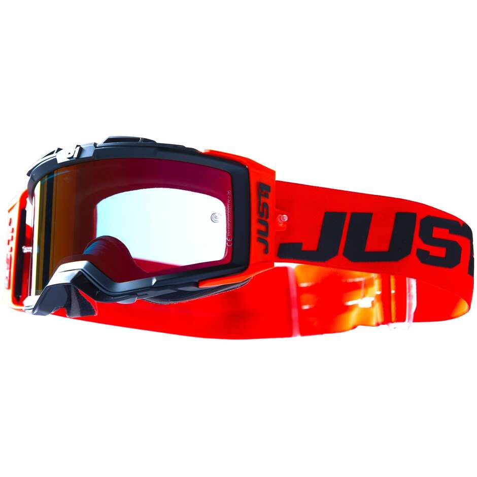 Brille Moto Cross Enduro Just1 NERVE Absolute Black Red Red Mirror Lens