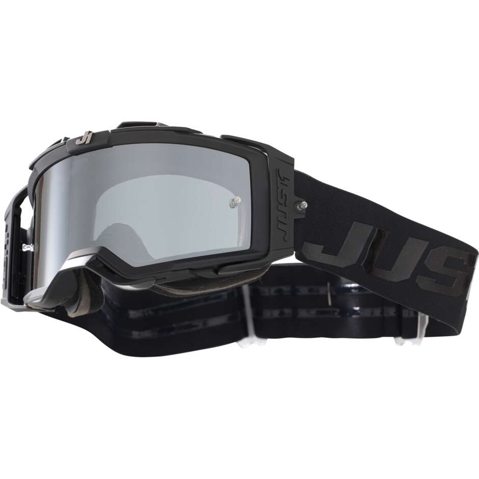 Brille Moto Cross Enduro Just1 NERVE Absolute Black Silver Mirror Lens
