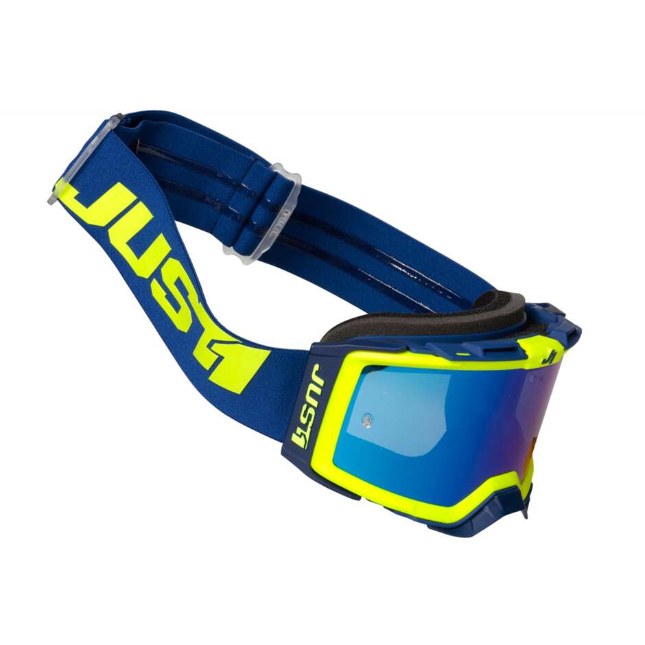 Brille Moto Cross Enduro Just1 NERVE Absolute Fluo Yellow Blue Blue Mirror Lens
