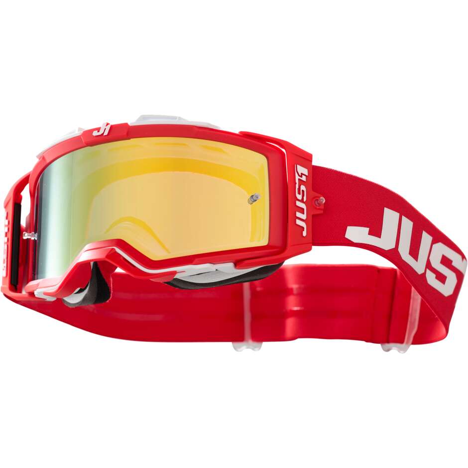 Brille Moto Cross Enduro Just1 NERVE Absolute Red White Gold Mirror Lens