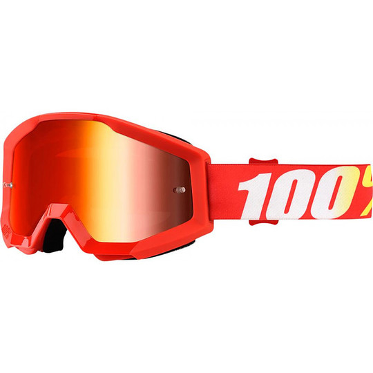 Brillen Moto Cross Enduro 100% Strata Furnace Red-Spiegel-Objektiv