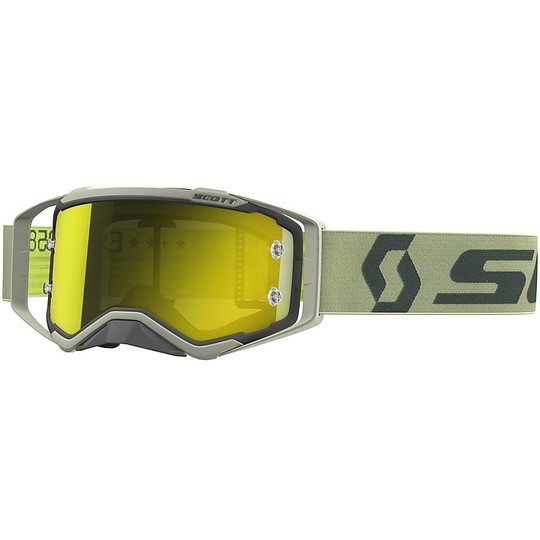 Brillen Moto Cross Enduro Prospect Scott Gray Beige Objektiv Gelb + transparente Linse