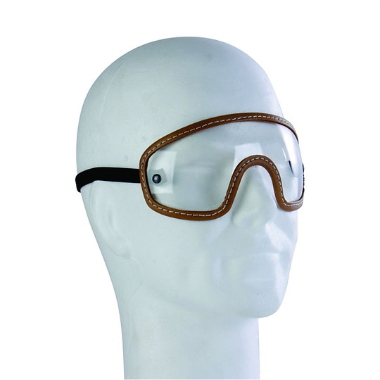 Brillen Visier mit elastischem Chaft Innen Casco Brown Leder Transparent Objektiv