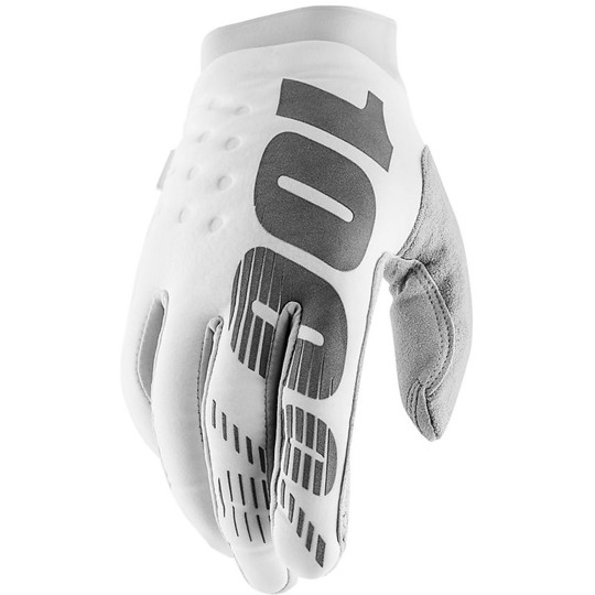 BRISKER Cross Enduro 100% Motorcycle Gloves White Silver