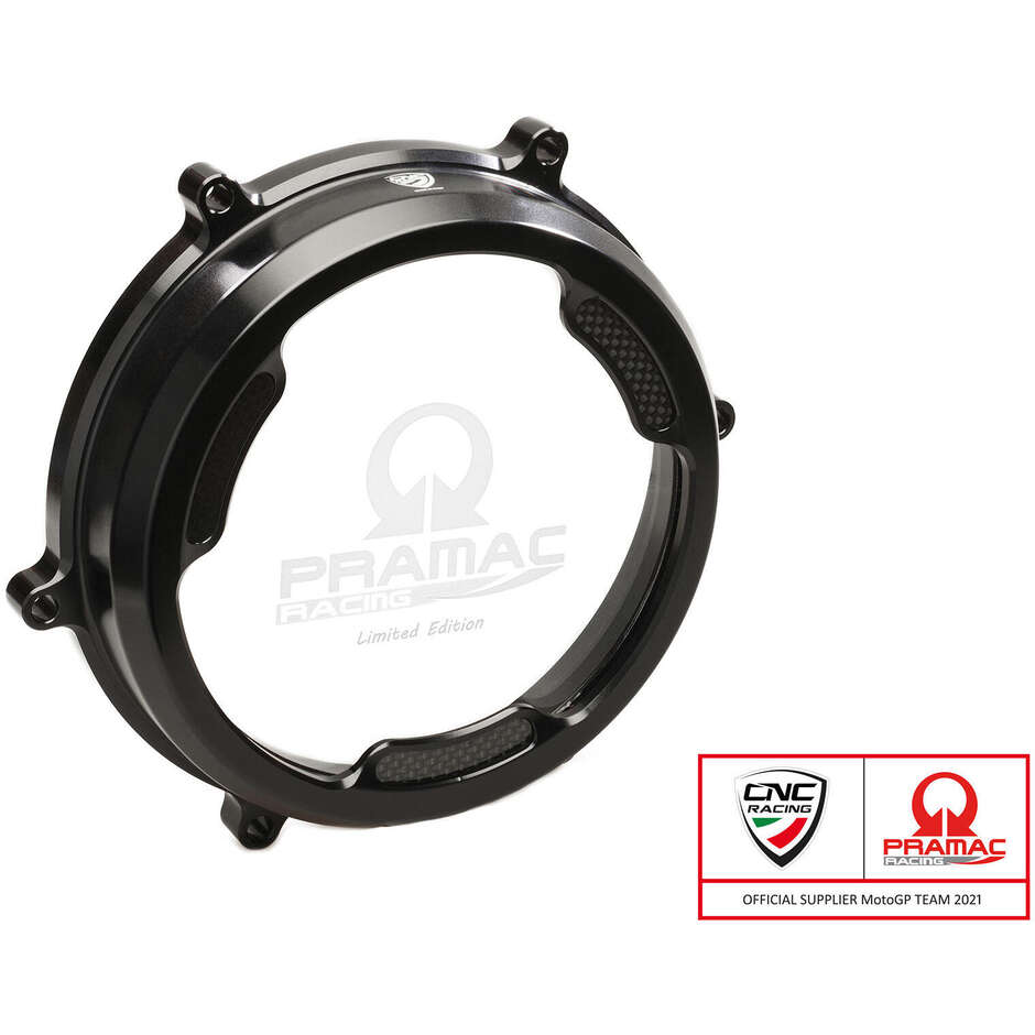 CA201 transparente Abdeckung mit Carboneinsätzen für Ölkupplungen Ducati Panigale Pramac Racing Lim. Ed. CNC Racing Schwarz