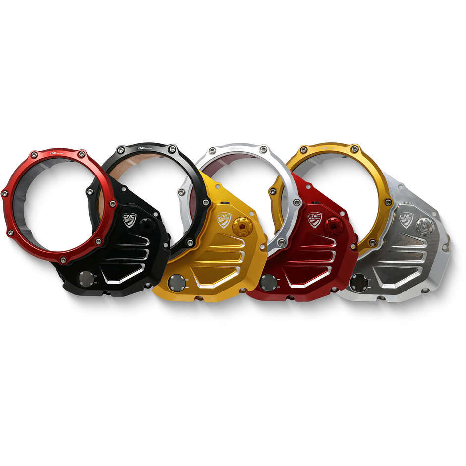 CA501 Transparent Carter for Oil Clutches Ducati BICOLOR CNC Racing Red Silver