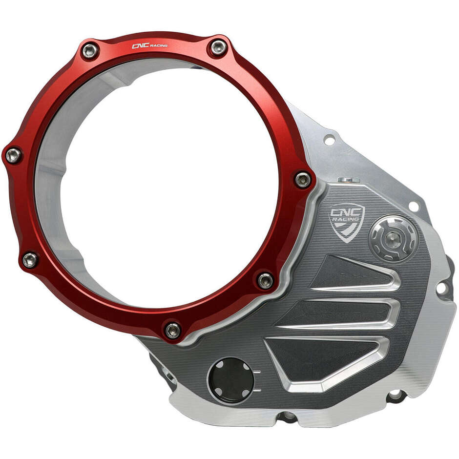 CA501 Transparent Carter for Oil Clutches Ducati BICOLOR CNC Racing Silver Red