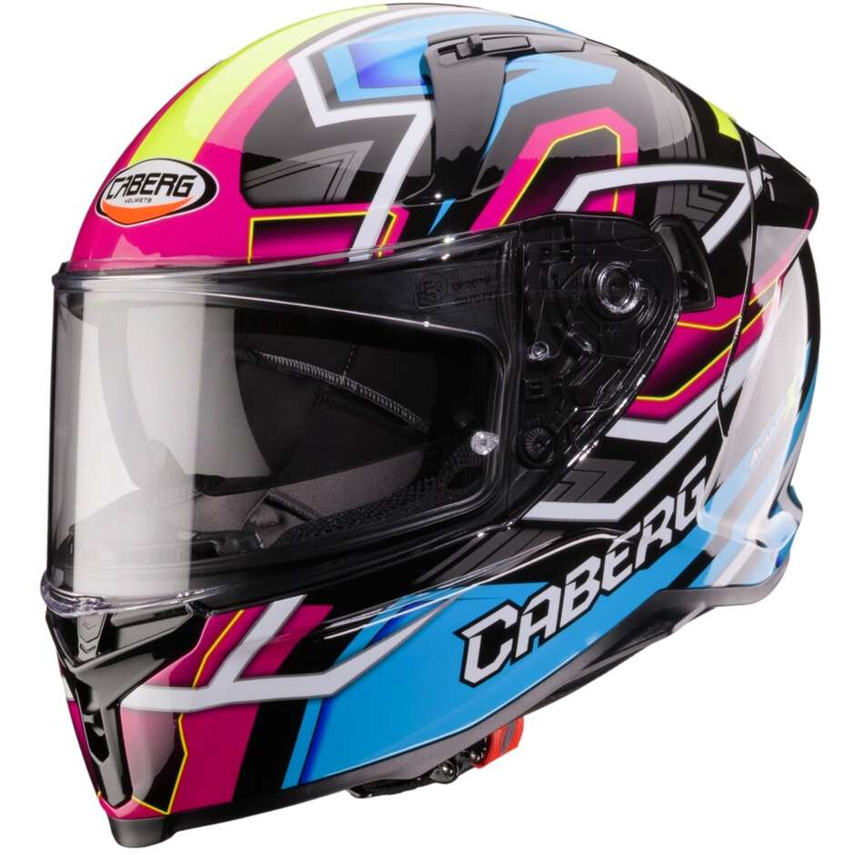 Caberg AVALON X BRAMA Full Face Motorcycle Helmet Black Light Blue Fluorescent Yellow Fuchsia