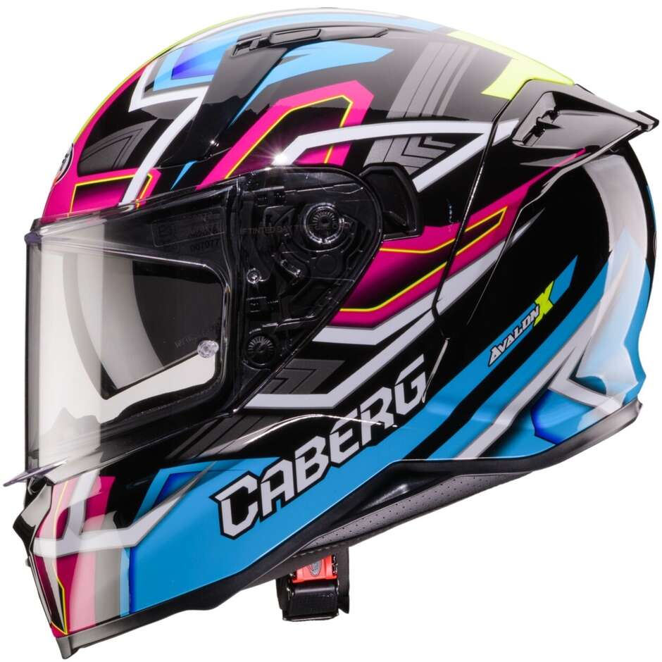 Caberg AVALON X BRAMA Full Face Motorcycle Helmet Black Light Blue Fluorescent Yellow Fuchsia