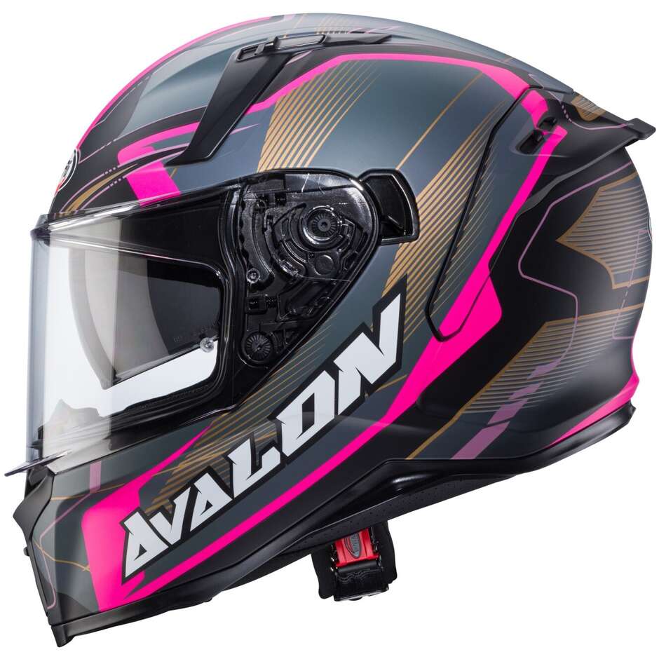 Caberg AVALON X OPTIC Integral Motorcycle Helmet Matt Black Gray Pink