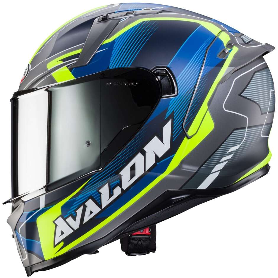 Caberg AVALON X OPTIC Integral Motorcycle Helmet Matt Gray Blue Yellow Fluo