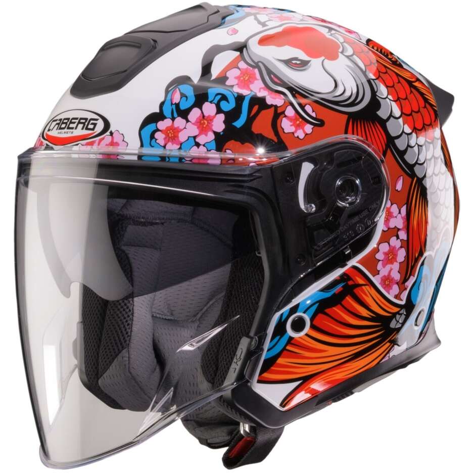 Caberg FLYON II KOI Jet Motorcycle Helmet White Red Orange Blue