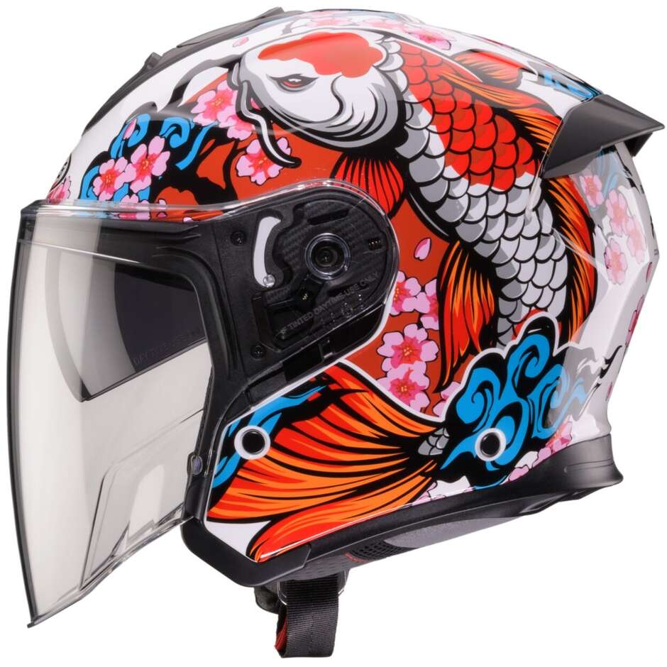 Caberg FLYON II KOI Jet Motorcycle Helmet White Red Orange Blue