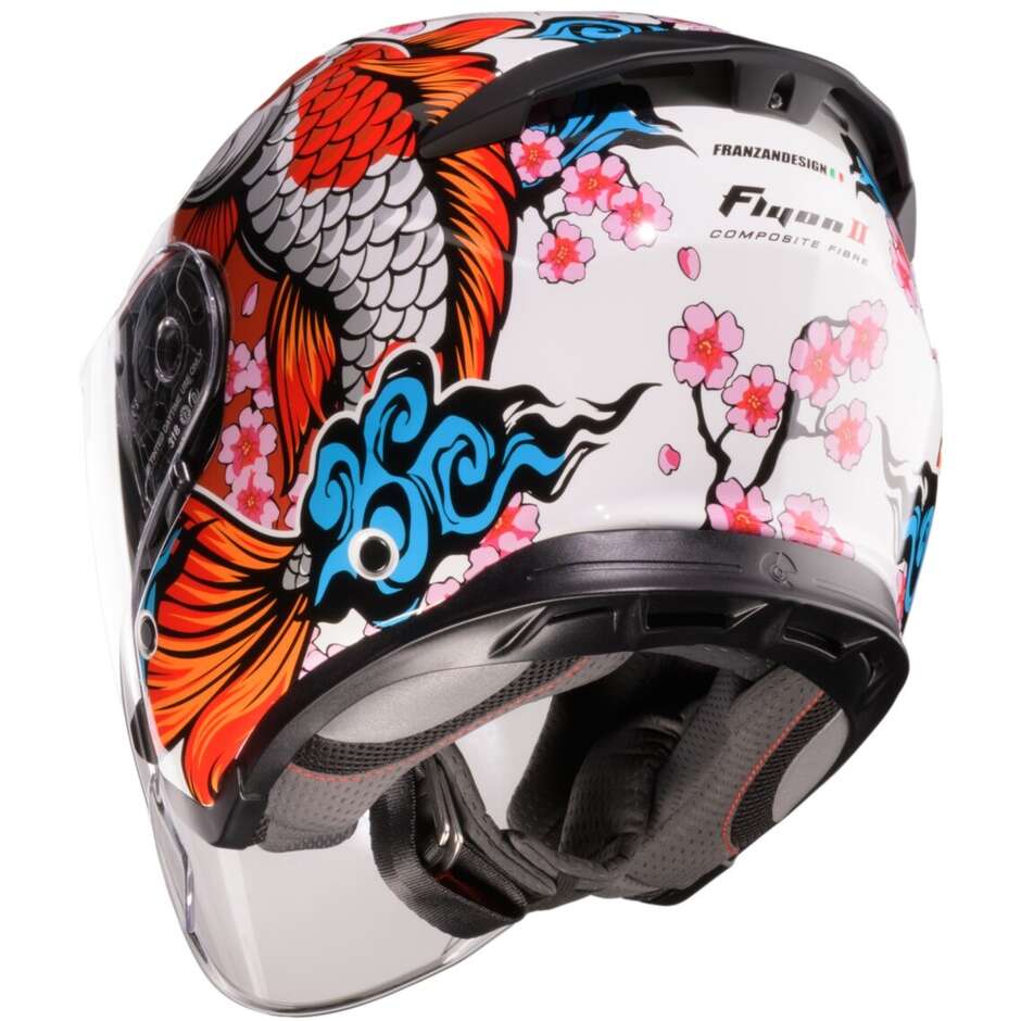 Caberg FLYON II KOI Jet Motorcycle Helmet White Red Orange Blue