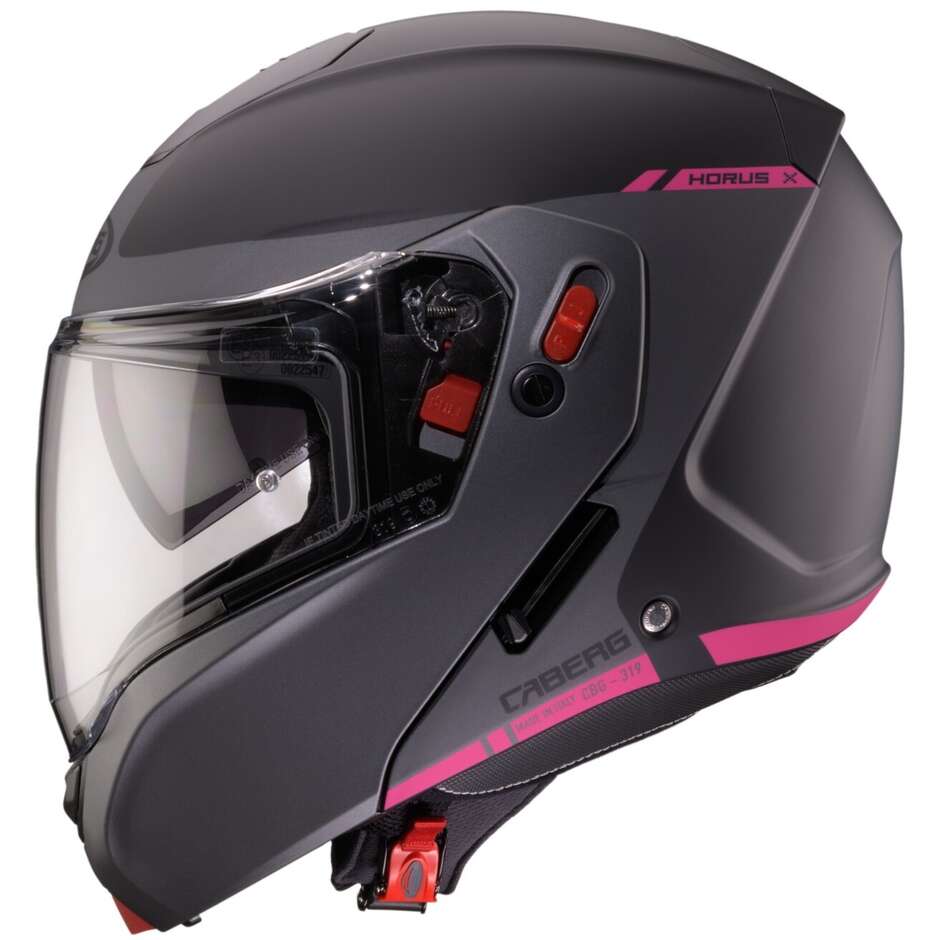 Caberg HORUS X RAY P/J Approved Modular Motorcycle Helmet Matt Black Grey Fuchsia