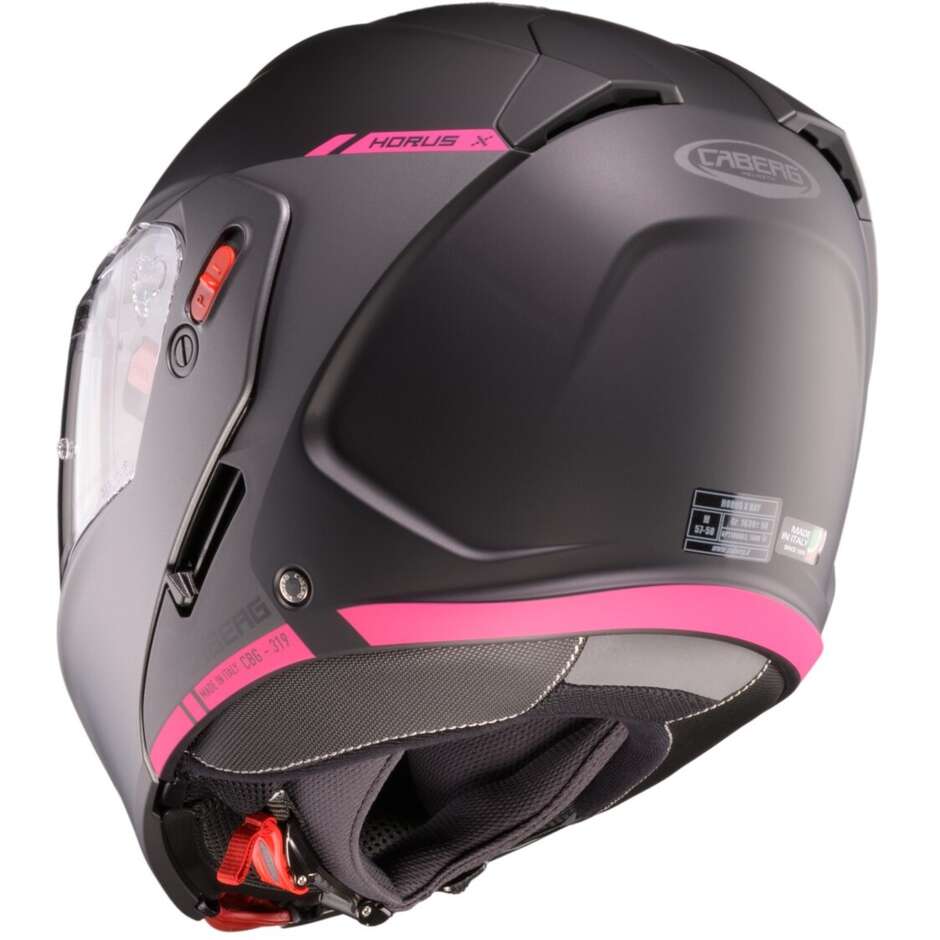 Caberg HORUS X RAY P/J Approved Modular Motorcycle Helmet Matt Black Grey Fuchsia