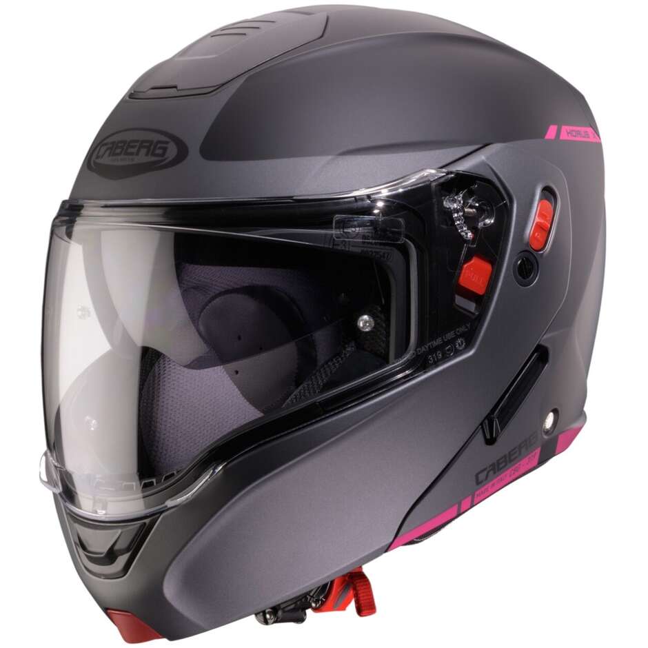 Caberg HORUS X RAY P/J Zugelassener modularer Motorradhelm, mattschwarz/grau/fuchsia