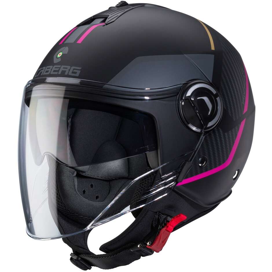 Caberg RIVIERA V4X GEO Jet Motorcycle Helmet Matt Black Anthracite Pink