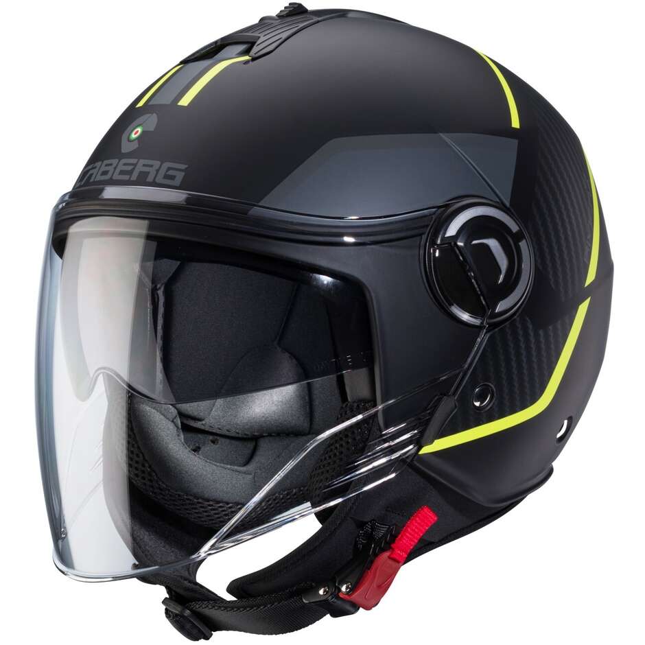 Caberg RIVIERA V4X GEO Jet Motorcycle Helmet Matt Black Fluo Yellow Anthracite
