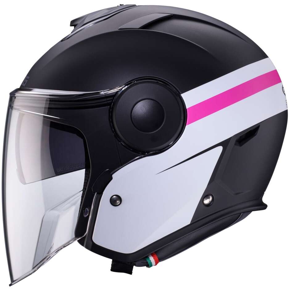 Casque Moto Jet Caberg SOHO ZEPHYR Noir Mat Blanc Fuchsia